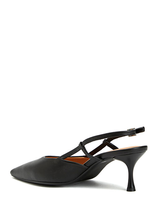 Siyah Deri Topuklu Ayakkabı - Görsel 4