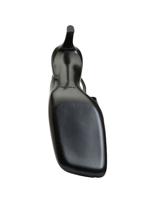 Siyah Deri Topuklu Ayakkabı - Görsel 6