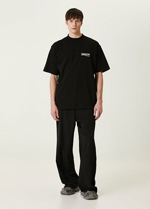 Black Balenciaga Black Men Black Logo T-Shirt 1432940 | Beymen