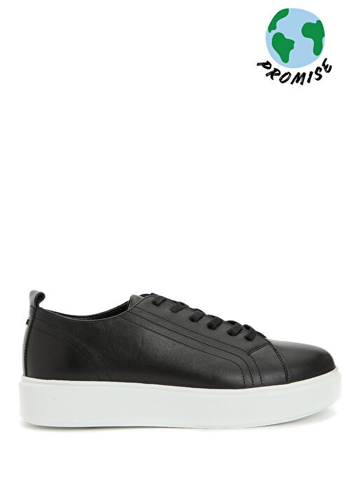 Siyah Kadın Deri Sneaker - Görsel 2