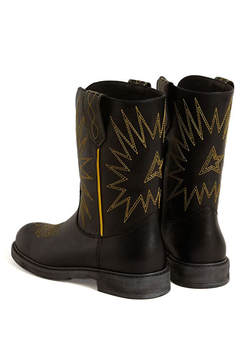 Siyah Kız Çocuk Deri Bot - Görsel 5