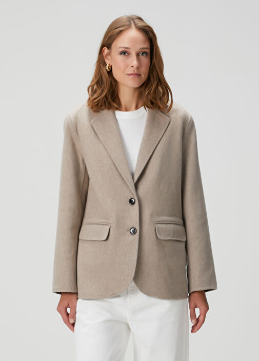 Oversize Vizon Kaşmir Ceket - Görsel 2