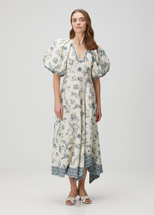 alemais casa shirt dress ALMAIS Casa Long-Sleeve Linen Midi Shirt Dress