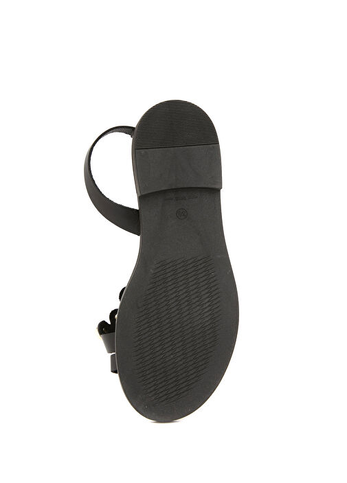 Siyah Kadın Deri Sandalet - Görsel 6