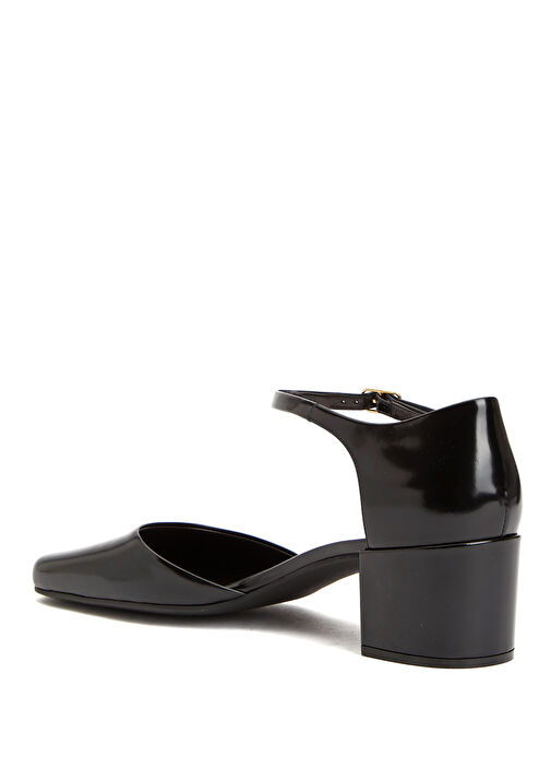 Siyah Deri Topuklu Ayakkabı - Görsel 4
