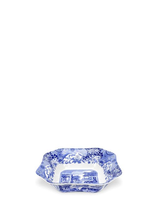 Spode - Blue Italian Kare Porselen Salata Servis Kasesi - Mavi-Beyaz