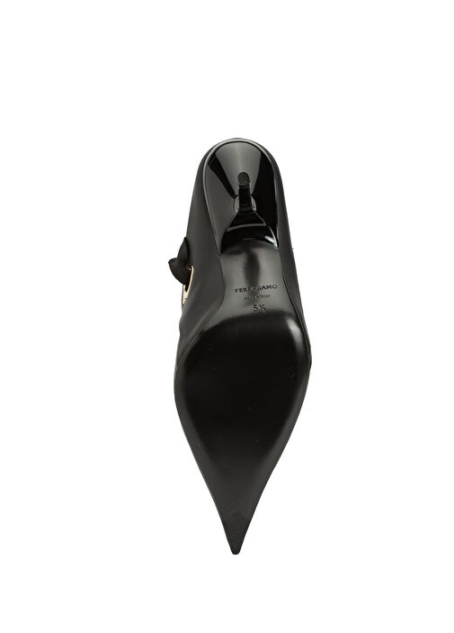 Siyah Deri Topuklu Ayakkabı - Görsel 6