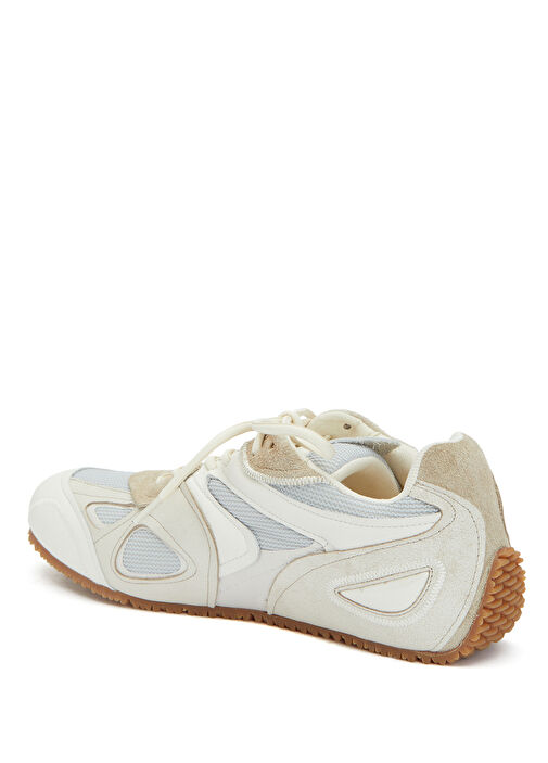 Kırık Beyaz Erkek Deri Sneaker - Görsel 4