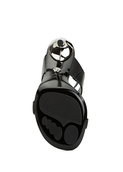 Siyah Medusa Tokalı Kadın Deri Sandalet - Görsel 6