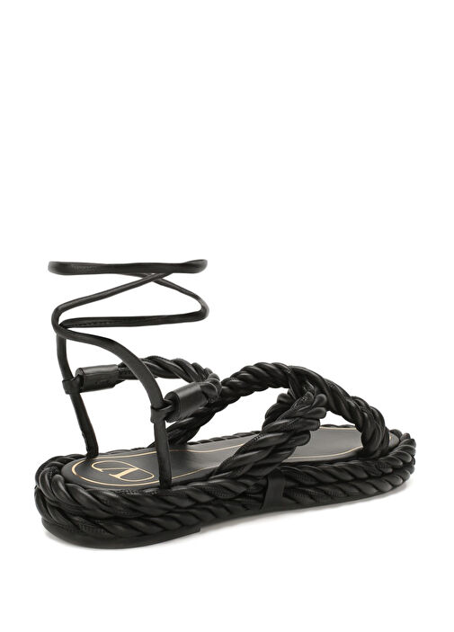 Siyah Kadın Deri Sandalet - Görsel 4