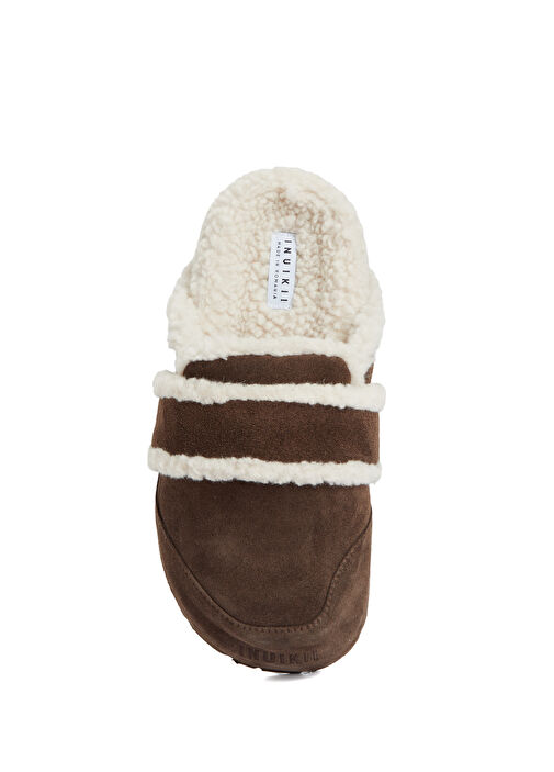 Clog Kahverengi Shearling Kadın Süet Terlik - Görsel 5