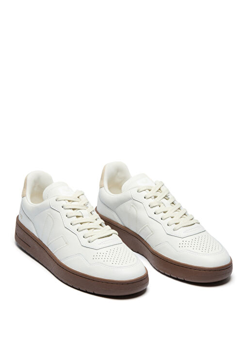 V-90 Bej Beyaz Kadın Deri Sneaker - Görsel 3