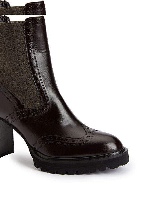 Kahverengi Kadın Lastikli Deri Bot - Görsel 7