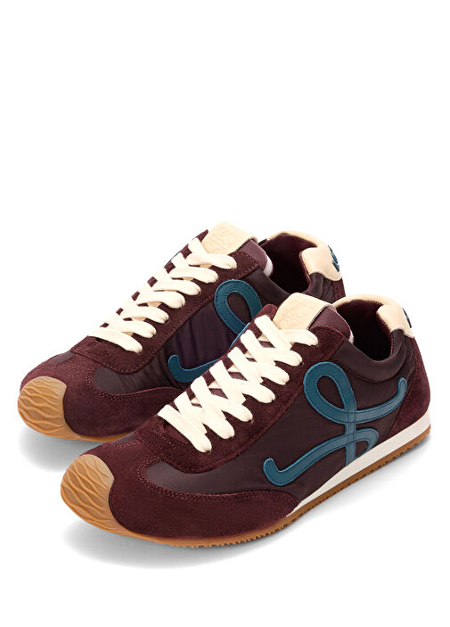 Ballet Runner Mavi Bordo Kadın Deri Sneaker - Görsel 3