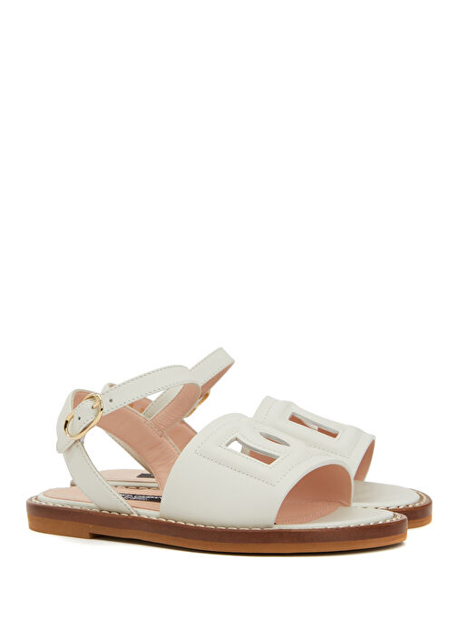 Krem Kız Çocuk Deri Sandalet - Görsel 3