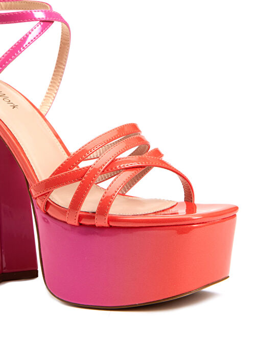 Colorblocked Kadın Deri Sandalet - Görsel 7