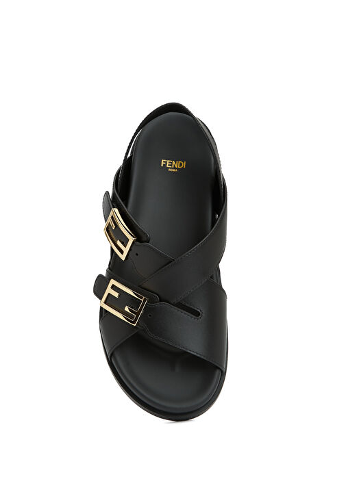 Siyah Kadın Deri Sandalet - Görsel 5