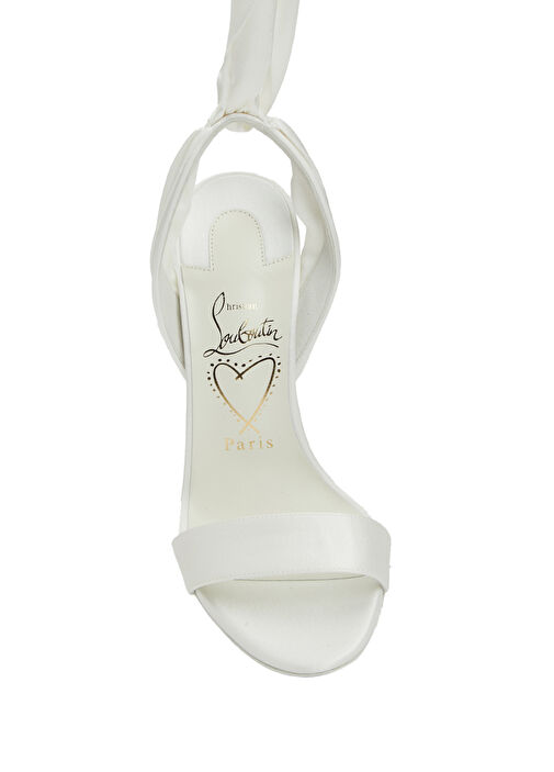 Kırık Beyaz Kadın İpek Sandalet - Görsel 5