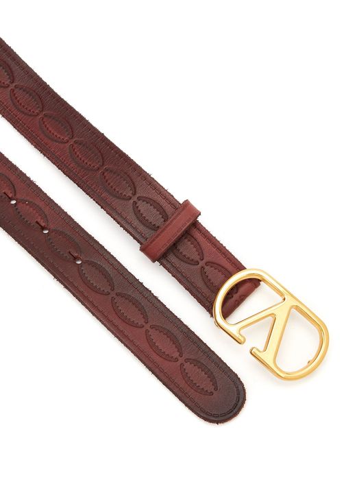 Valentino Garavani Burgundy Belt with Gold Buckle Vlogo Crystal Belt Valentino Garavani - Women – myCompañero main image 4