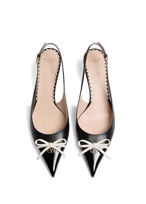 VLogo Signature Siyah Beyaz Deri Topuklu Ayakkabı - Görsel 4