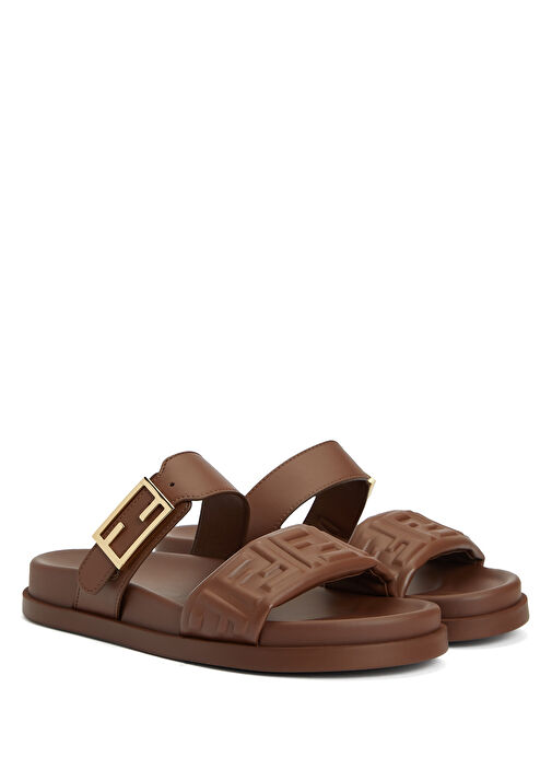 Kahverengi Kadın Deri Terlik - Görsel 3