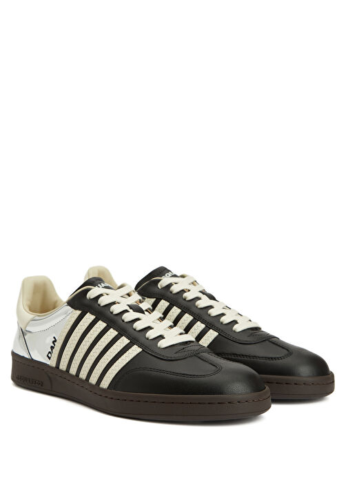 Siyah Beyaz Erkek Deri Sneaker - Görsel 3