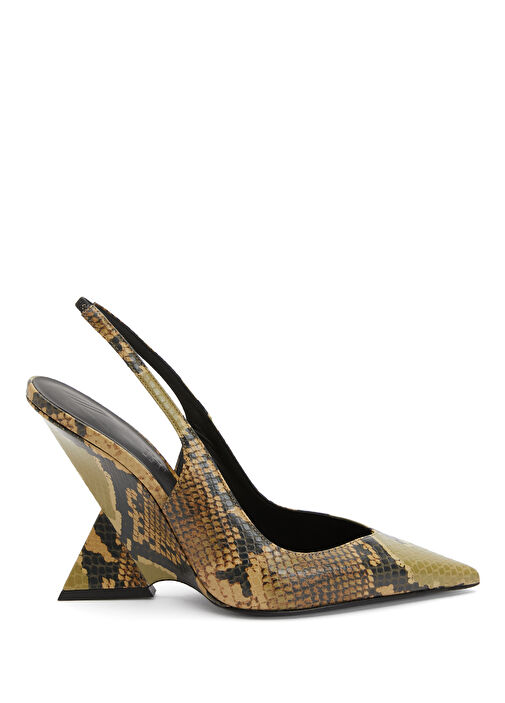 Cheope Siyah Sarı Deri Topuklu Ayakkabı - Görsel 2