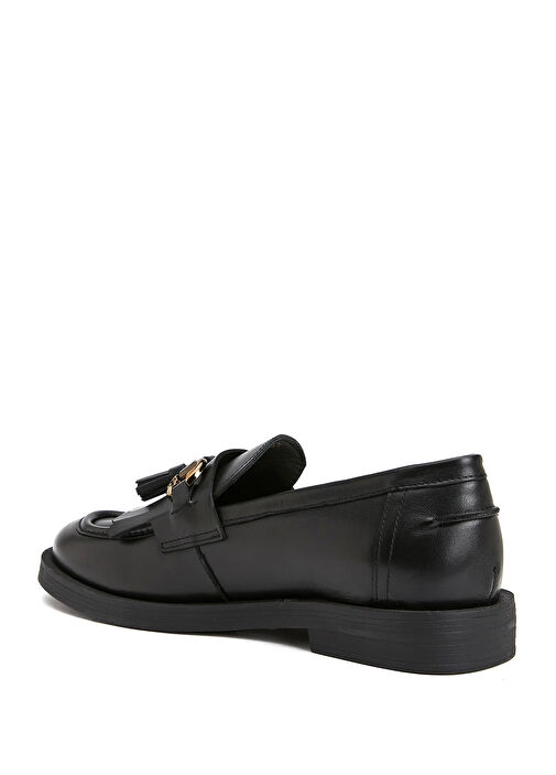 Siyah Kadın Deri Loafer - Görsel 4