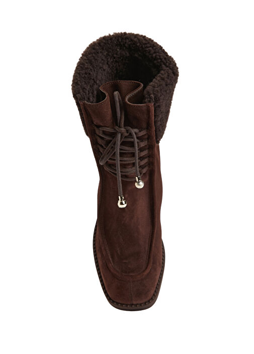 Hali Koyu Kahverengi Kadın Deri Bot - Görsel 5