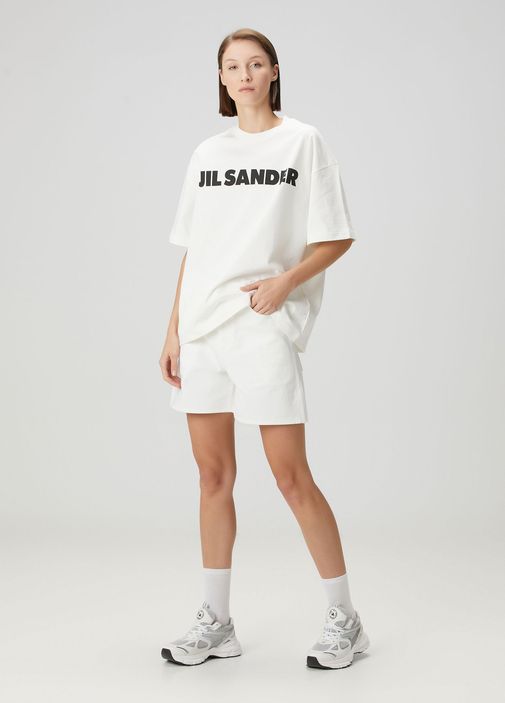 Jil Sander - Beyaz Logo Baskılı T-shirt - Beyaz