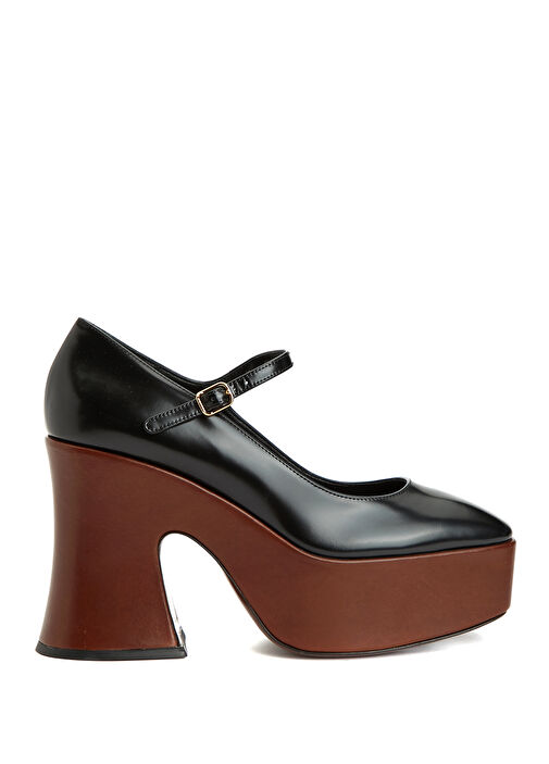 Janis Siyah Deri Topuklu Ayakkabı - Görsel 2