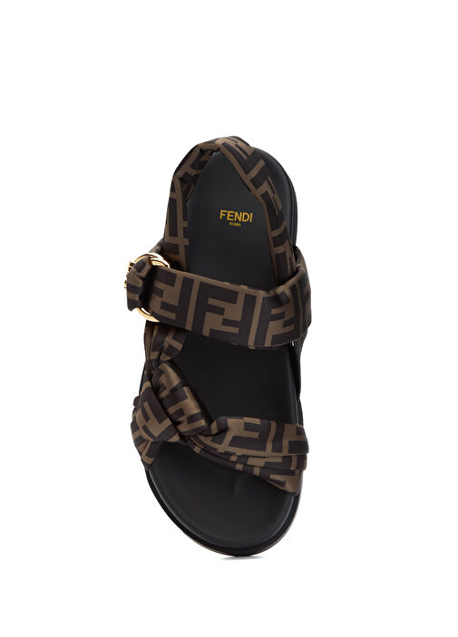 Feel Kahverengi Logo Desenli Kadın Sandalet - Görsel 5