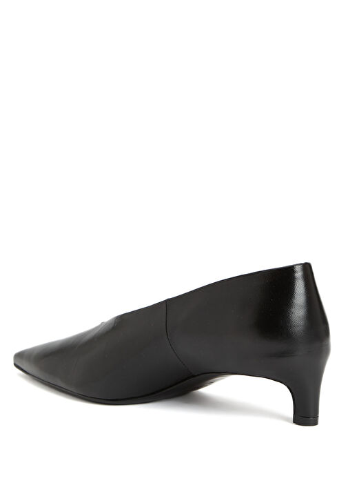 Siyah Deri Topuklu Ayakkabı - Görsel 4