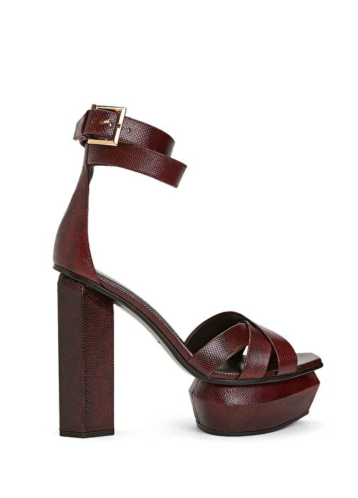 Bordo Deri Topuklu Ayakkabı - Görsel 2