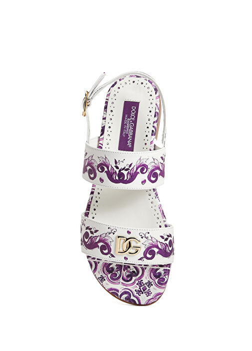 Çok Renkli Desenli Kız Çocuk Deri Sandalet - Görsel 5