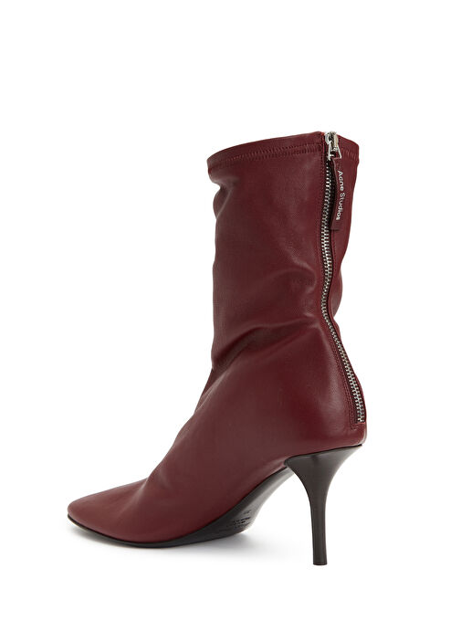 Bordo Kadın Deri Bot - Görsel 4