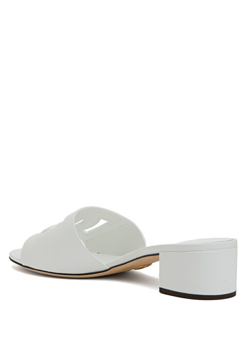 Siyah Logolu Topuklu Deri Terlik - Görsel 4