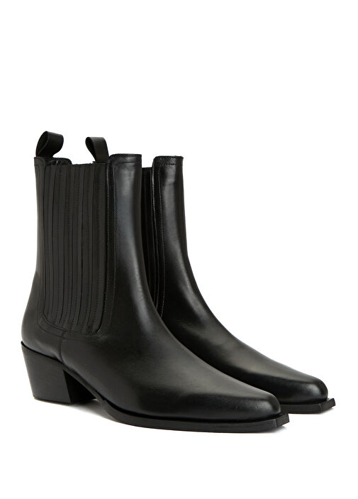 Siyah Kadın Deri Western Bot - Görsel 3