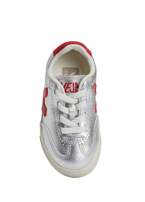 Small Volley Gri Kırmızı Çocuk Deri Sneaker - Görsel 5