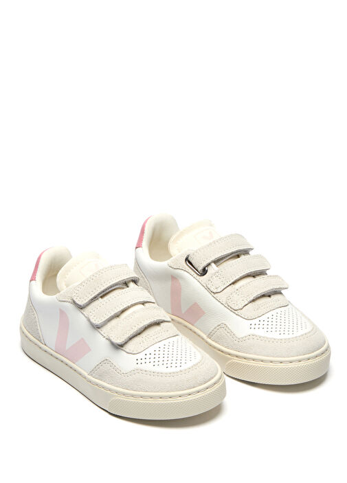 Small V-90 Beyaz Pembe Çocuk Deri Sneaker - Görsel 3