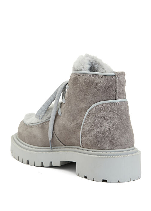 Gri Kadın Deri Bot - Görsel 9