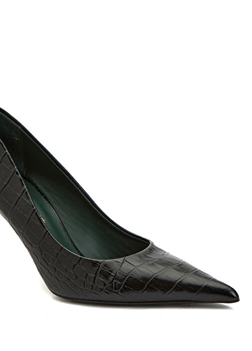 Siyah Kroko Kadın Deri Ayakkabı - Görsel 7