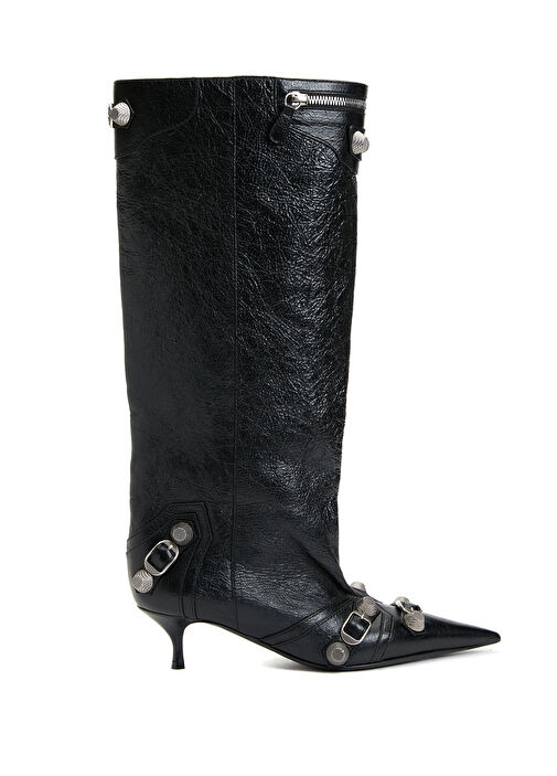 Cagole Wide Siyah Kadın Deri Çizme - Görsel 2