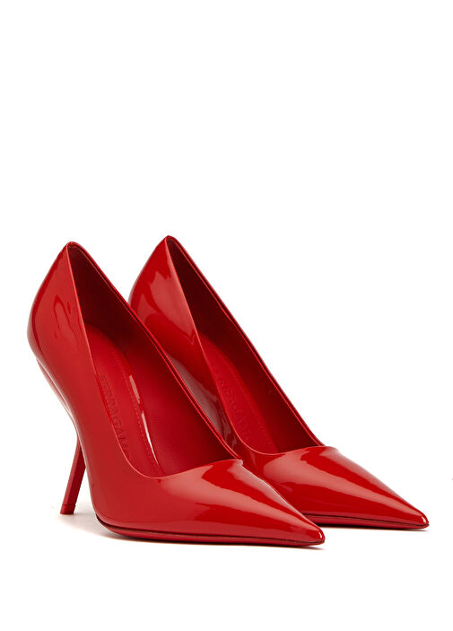 Kırmızı Deri Topuklu Ayakkabı - Görsel 3