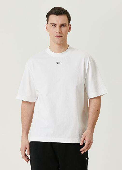 Off White Beyaz Logolu T shirt Beyaz