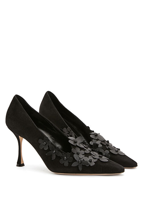 Siyah Süet Topuklu Ayakkabı - Görsel 3