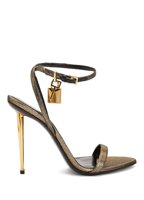 Gold Kilit Detaylı Kadın Sandalet - Görsel 2
