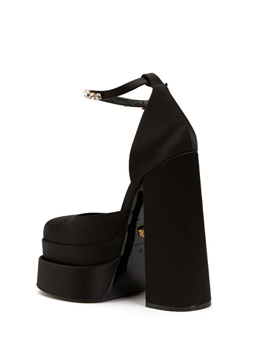Siyah Logolu Topuklu Ayakkabı - Görsel 4