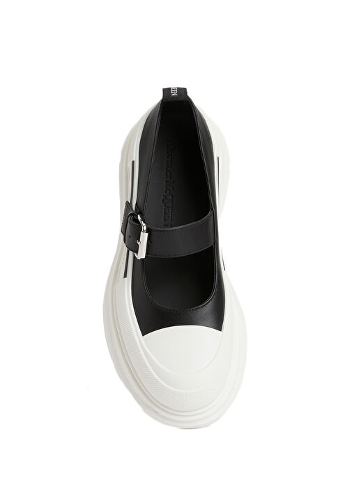 Siyah Beyaz Kadın Deri Sneaker - Görsel 4