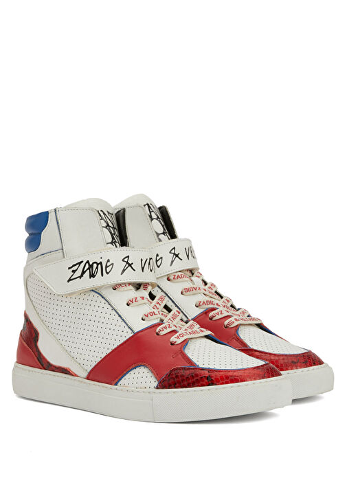 靴 ZADIG&VOLTAIRE ZADIG USED STARS CIRCUS Zadig&Voltaire - Beyaz Mavi Erkek Deri Sneaker - Açık Mavi